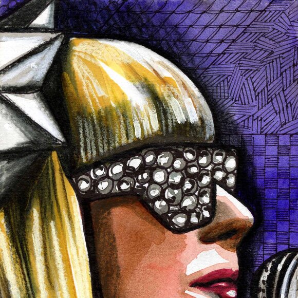 original art, lady gaga, mother monster, art, sale, 5 x 7, ready to frame, decor - Picture 2 of 4